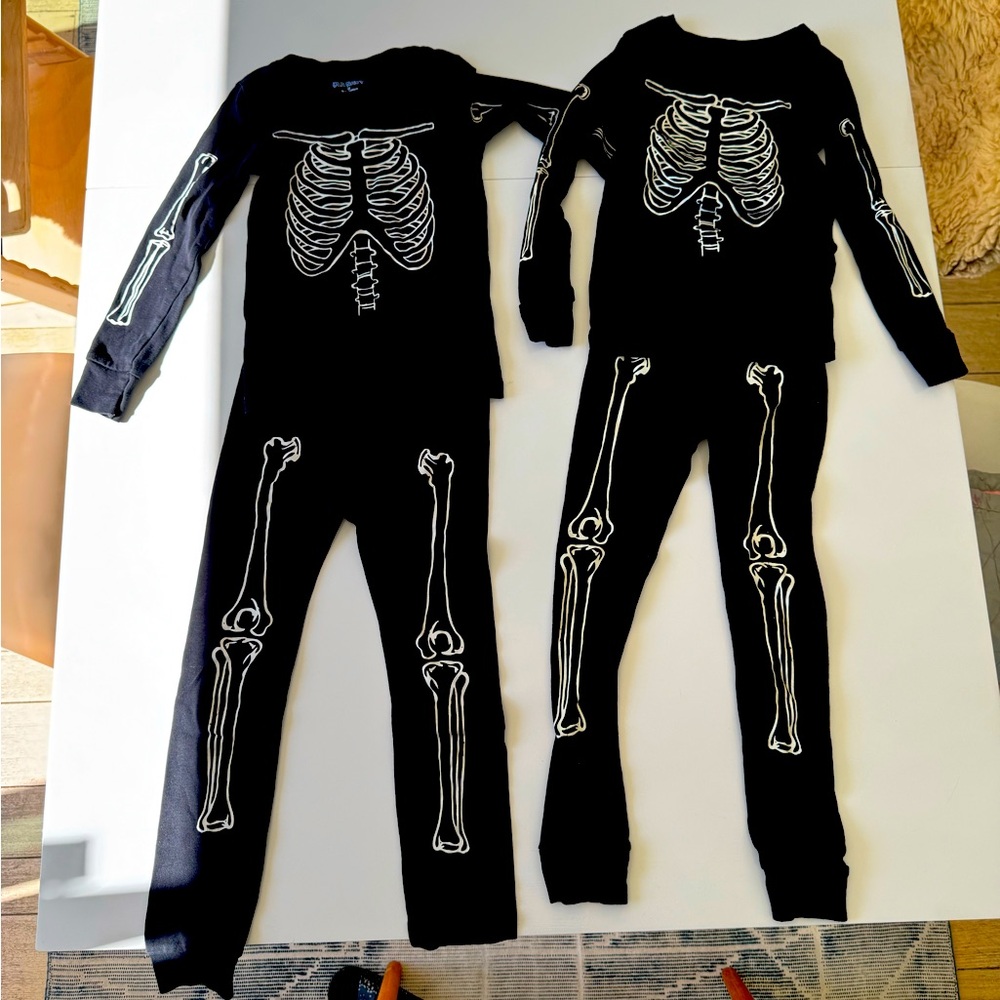 Glow in the dark skeleton pajamas + slippers